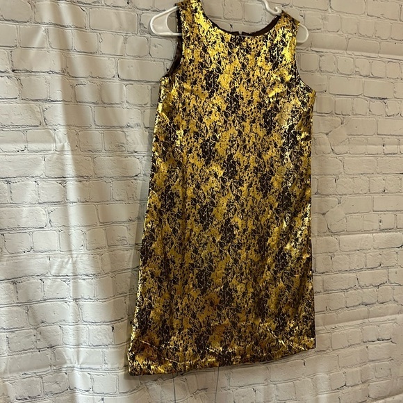Trina Turk Metallic Gold/Brown Print A-Line Dress - Picture 1 of 7